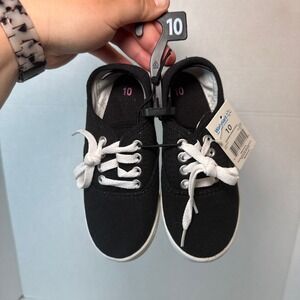 Walmart Kids Black Canvas Casual Lace Up Sneakers Low Top Size 10 NEW